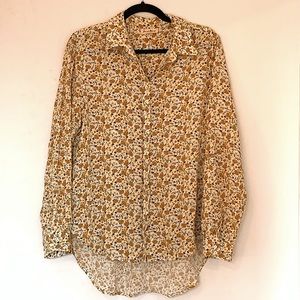 Yellow, Green and White Floral Button-Up, Size M